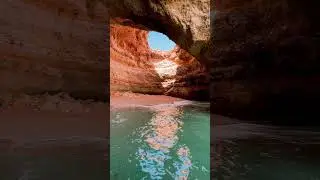 Hidden Cave in Portugal | Soothing Waves & Golden Reflections #Shorts