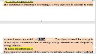 Eco. part-2 (Reasons of energy crises in Pakistan)
