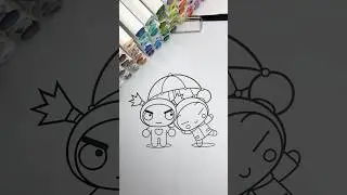 REVERSE Coloring Ninja Love Buddies ❤️⚔️ #ninjalovebuddies #reversecoloring #coloringtime #markers