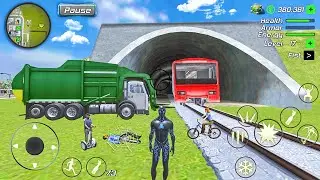 Black Hole Rope Hero Vice Vegas - Garbage Truck at Train Station #2 - Android Gameplay