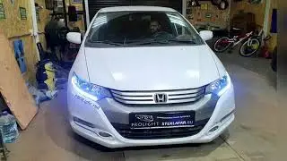 Honda Insight. Ужасный штатный свет заменили на биксеноновый + Led ДХО с динамическим поворотником.