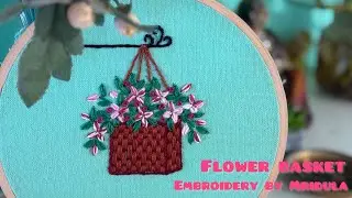 Hanging flower basket embroidery design | Hand embroidery tutorial |Basket weaving stitch 