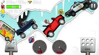 Hill Climb Racing - Super Diesel, jeep, hippie van, police car in cave GamePlay walkthrough