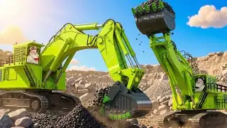 Extreme Quarry Cleanup 🧹⛏️ | Giant Excavators Clearing Massive Rock Piles | Construction Animation