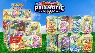 I Opened An Entire Prismatic Evolutions Mini Tin Display!