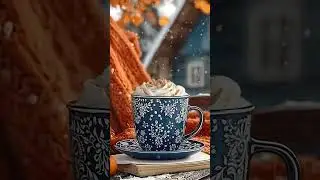 Calm Winter Day at Outdoor Coffee Shop Ambience ⛄ Soft Jazz Music & Crackling Fireplace for Study