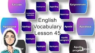 English Vocabulary - Lesson 45 | Apologize, Apparel, Appalling, Apparent motion, Apodal | Synonyms
