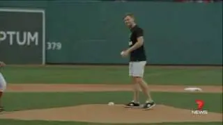 Steve Smith Throws First Pitch at Fenway Park