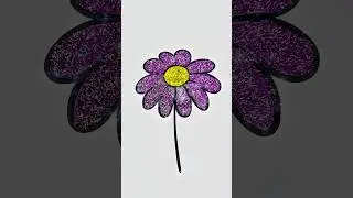 DIY glitter purple daisy kids easy flower coloring art #kids #flowers #daisy #glitter #kidsart