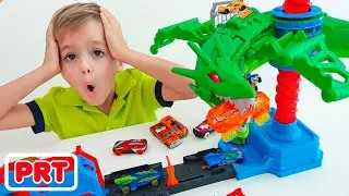 Vlad e Niki fingem jogar Ultimate Garage Hot Wheels City