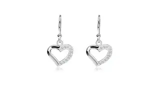 Jewellery - Silver dangling earrings 925 - halved zirconic hearts