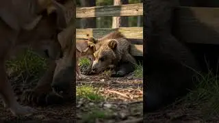 Bear cub stuck under fence escapes with help fast rescue #wildlife #animalrescue #nature