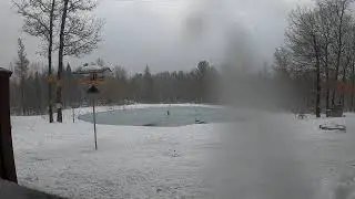 Gentle Snowfall on a Frozen Pond: Peaceful Winter Ambience in Northern Michigan, Relaxation & Focus
