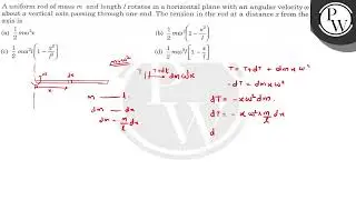 A uniform rod of mass \( m \) and length \( l \) rotates in a horizontal plane with an angular v...