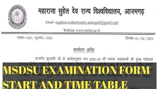 AZAMGARH UNIVERSITY LATEST NEWS/MSDSU EXAMINATION FORM 2023//MSDSU EXAM TIME TABLE 2023