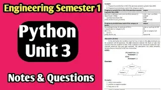 Engineering Semester 1|Python and Problem Solving|Unit 3|Notes and Questions|Vincent Maths|
