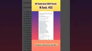 #iiit Hyderabad selection for M.Tech. CS #igate #bhilai #shorts