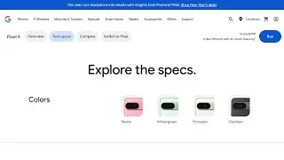 Pixel 9 Tech Specs, Features, Screen Size & Battery Life &middot; Store.google.com &middot; 2026