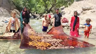 Washing Blankets in Clear River Waters: Nomad life | ROSTA nomads 🌊🐪