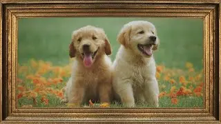 Cute Golden Retriever Puppies | 2 Hours of Relaxing Ambient TV Decor for Home & Office