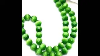 Glass Beads Strand 6mm Round Facet Cut VVS Clarity Forest Green Color Birthstone Jewelry Making