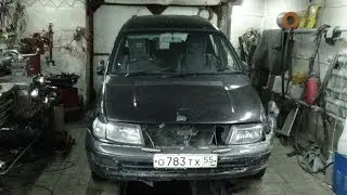 Замена двигателя на Мицубиси Шариот ( Mitsubishi Chariot )  ч. № 1 демонтаж.