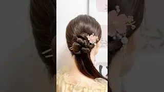&bull; Cute Floral Bun #LowBunHairstyle#FloralBun#bunhairstyle #hairstyle #halfuphairstyle #braidedbun
