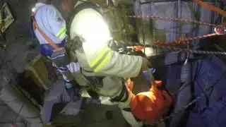 Rope rescue from silo at styldrift mine.