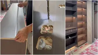 DIY Cabinet Installation with LED Lighting | Creative Wood Furniture Project