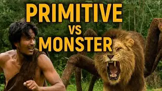 Life Million Years Ago: Primitive Human vs Lion-Head Spider Monster | Epic Survival video. 