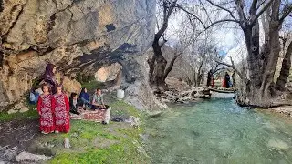 Nomadic life experience with a family of twins.  Nomadic village life in Iran