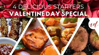 4 Veg Starter Recipes Valentine Day | Gold Finger | Paneer Tikka | Tandoori Mushroom | Cheese Cutlet