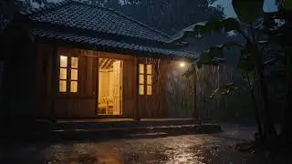 10 Hours of Tropical Rain on a Wooden Cabin Roof - Deep Sleep & Relaxation Ambience