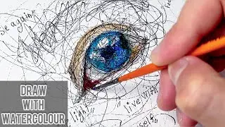 Mesmerizing Eye Sketch with Watercolor - Abstract Scribble Art!