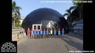 Dia.18m Geodome Tent in Black PVC Fabric - Heat-blocking Dome House for Concert, Projection Hall