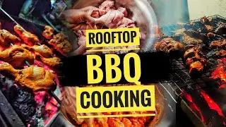 BBQ Grill setup Cooking at Home Tamil | Easy Barbeque chicken Homemade at Rooftop | Charcoal Cooking