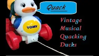 Vintage Pull Along Musical Quacking Ducks Children's Toy