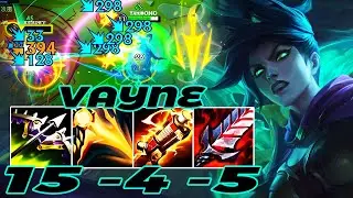 WILD RIFT VAYNE ADC GAMEPLAY | 15 -4 -5 MVP | VAYNE BUILD RUNES
