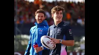 Franco Colapinto y Pierre Gasly Jugando al Desafio de Rugby, previo al GP de Silverstone. F1 radio