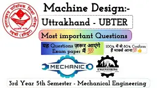 UBTER 5th Semester Machine Design Most Important Questions | Exam Oriented | Mechanical Engineering