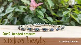 【DIY】xixkox beads 🪡シードビーズ(SEEDBEADS 15/0)２色で編むブレスレット #DIY #beadingtutorial