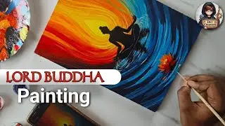 Lord Buddha painting Step by Step, Acrylic painting Tutorial