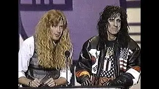 Alice Cooper & Dave Mustaine 1-28-91 present American Music Award