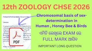 Chromosomal Basis of Sex Determination in Humans, Honey Bee and Birds | Class 12 Zoology 2026 