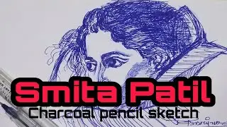Smita Patil charcoal pencil sketch