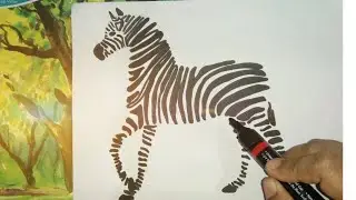 How to draw a zebra  in easy steps/zebra drawing easy/zebra drawing simple/zebra drawing tutorial
