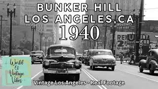 Driving Through 1940's Bunker Hill, Los Angeles, CA | Rare Black & White Street Tour