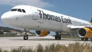NEW LIVERY Thomas Cook Airbus A321 Landing & Insane Takeoff at Skiathos Airport