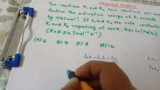 Two reactions R1 and R2.have identical pre exponential factors.The activation energy of R1 exceeds..