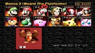 Super Smash Bros. (64) | D.K - Target Test & Board the Platforms FULLGAN _R.T (14:63 + 24:69)